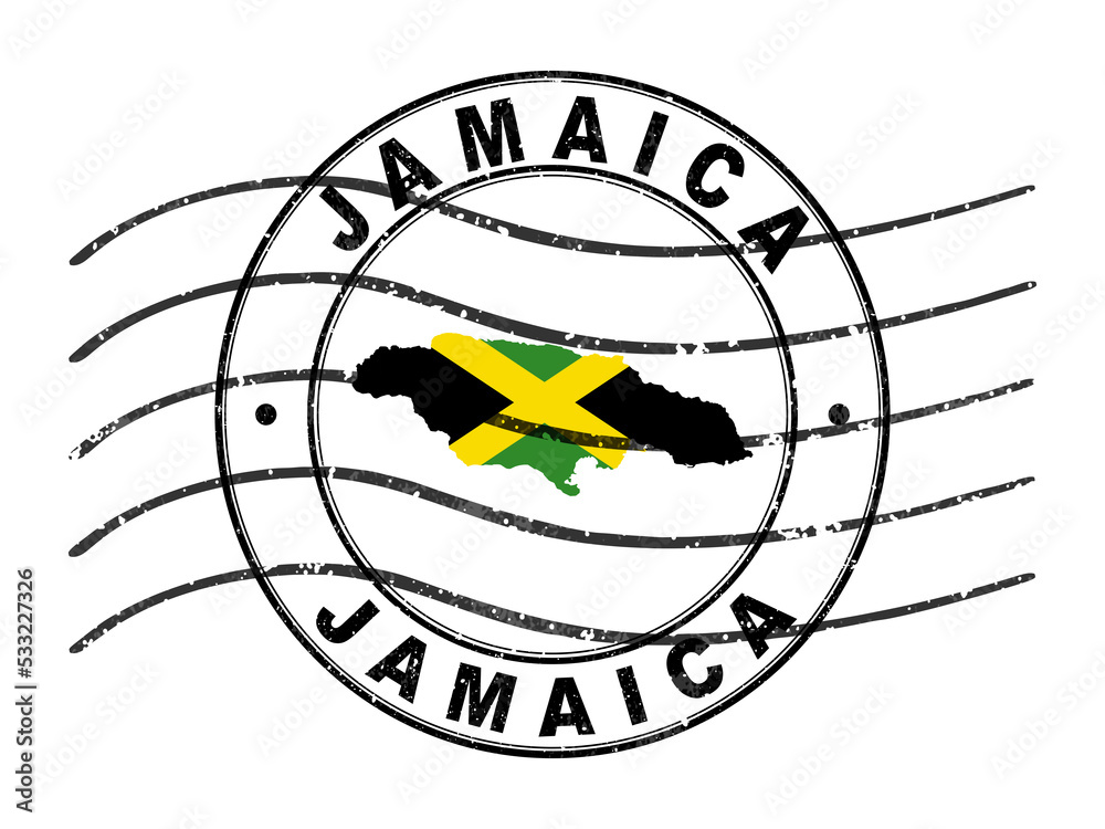 Map of Jamaica, Postal Passport Stamp, Travel Stamp Stock Illustration Adobe Stock