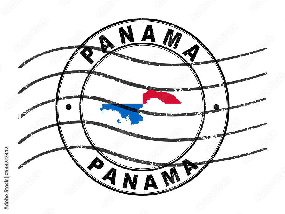 Map of Panama, Postal Passport Stamp, Travel Stamp Stock Illustration