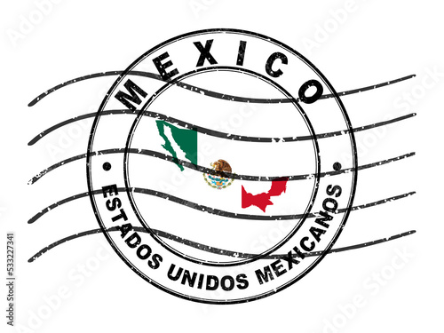 Map of Mexico, Postal Passport Stamp, Travel Stamp