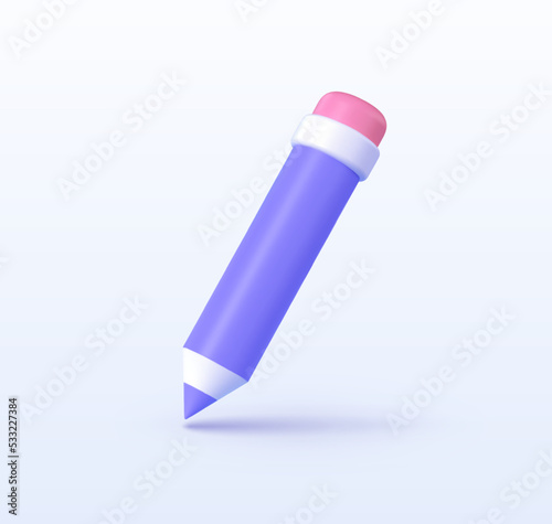 Pencil 3d, great design for any purposes. Colorful pencil 3d on white background. Vector graphic design
