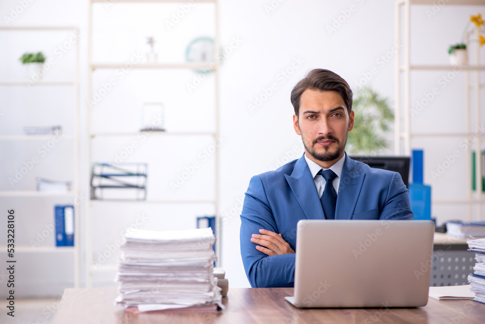 Young businessman employee working in the office Young businessman employee working in the office
