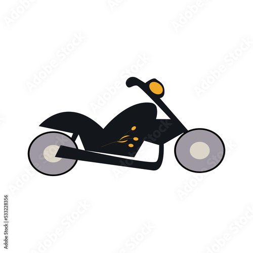 Cute cartoon style black motobike . Vector illustration.