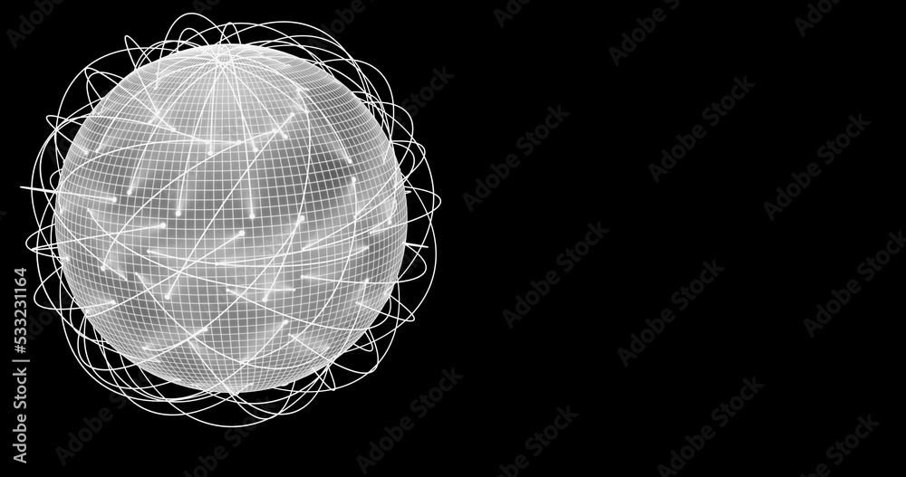 Obraz premium World sphere with lines depicting trajectories