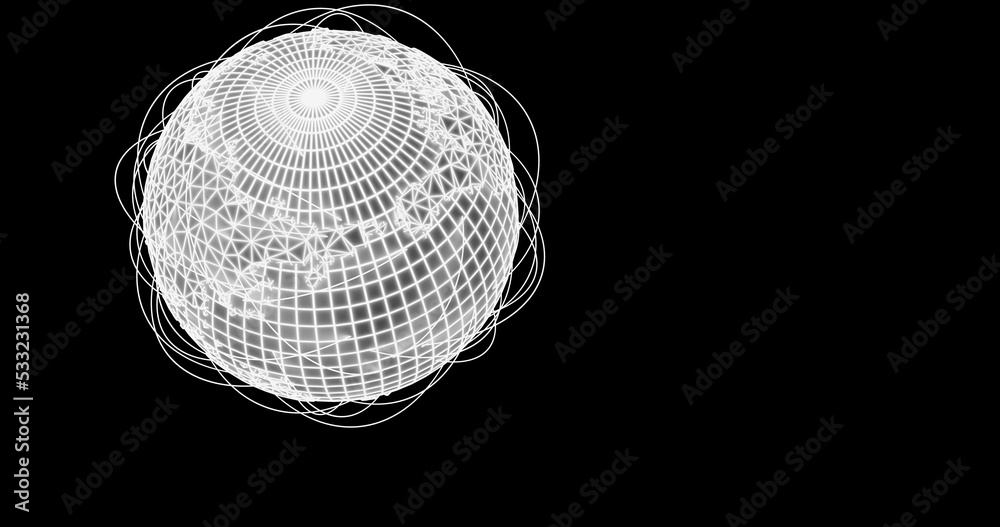 Obraz premium World sphere with lines depicting trajectories