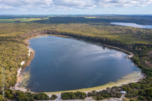 Drone aerial photograph of Martha Lavinia Lagoon on King Island