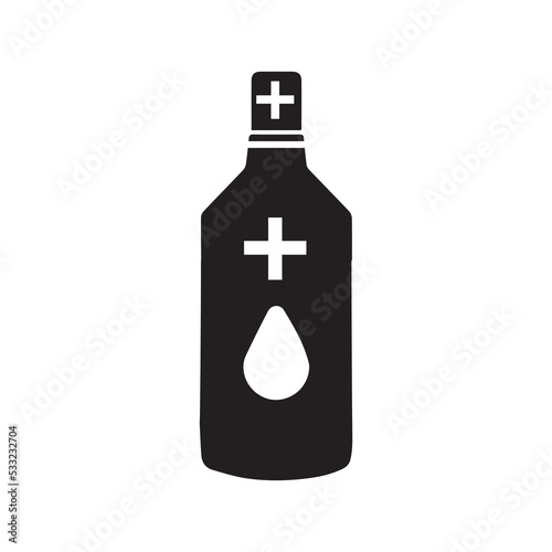 Blood bottle infusion saline icon | Black Vector illustration |