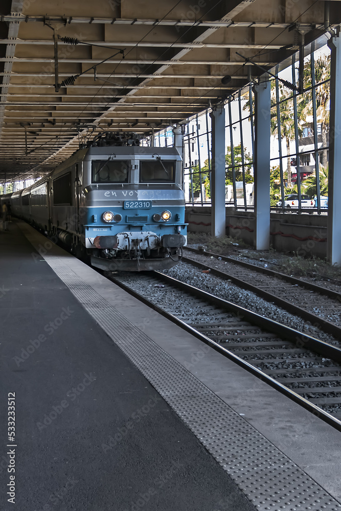 Interior of Cannes train station. The station opened on 10 April 1863