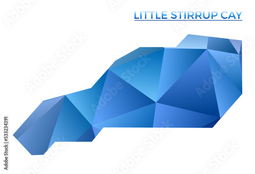 Vector polygonal Little Stirrup Cay map. Vibrant geometric island in low poly style. Attractive illustration for your infographics. Technology, internet, network concept.