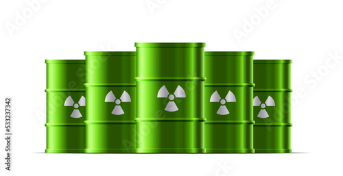 Steel green barrel with toxic waste sign vector illustration