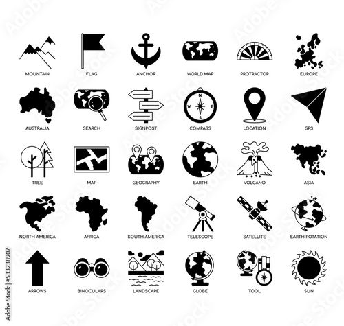 Set of Geography thin line icons for any web and app project.