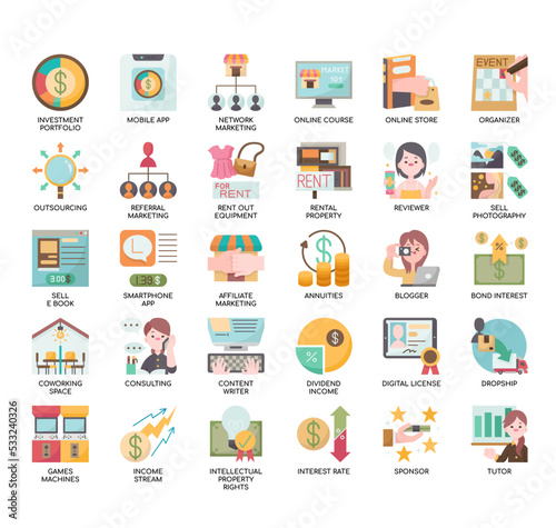 passive income , Thin Line and Pixel Perfect Icons