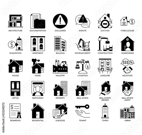 Set of Real Estate thin line icons for any web and app project.