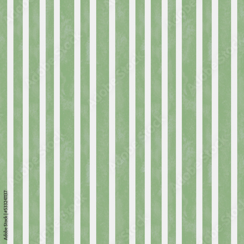 Seamless pattern with vertical watercolor green stripes in vintage style.