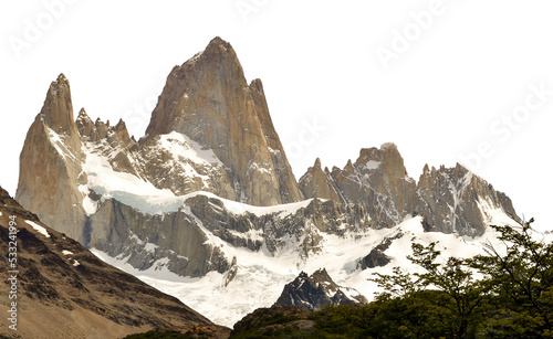 Patagonia,Argentina. View of Mount Fitz Roy glacier, Global Warming,Climate Change.