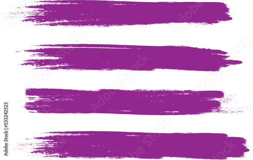 Violet brush stroke set isolated on background. Collection of trendy brush stroke vector for violet ink paint, grunge backdrop, dirt banner, watercolor design and dirty texture. Brush stroke vector