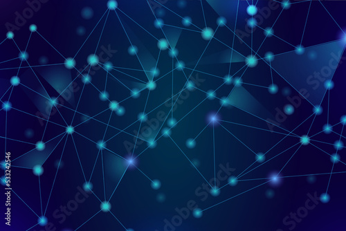 Blue network. Abstract connection on blue background. Network technology background with dots and lines for desktop. Ai background. Modern abstract concept. Ai background vector  network technology