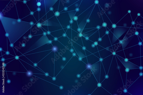 Blue network. Abstract connection on blue background. Network technology background with dots and lines for desktop. Ai background. Modern abstract concept. Ai background vector, network technology