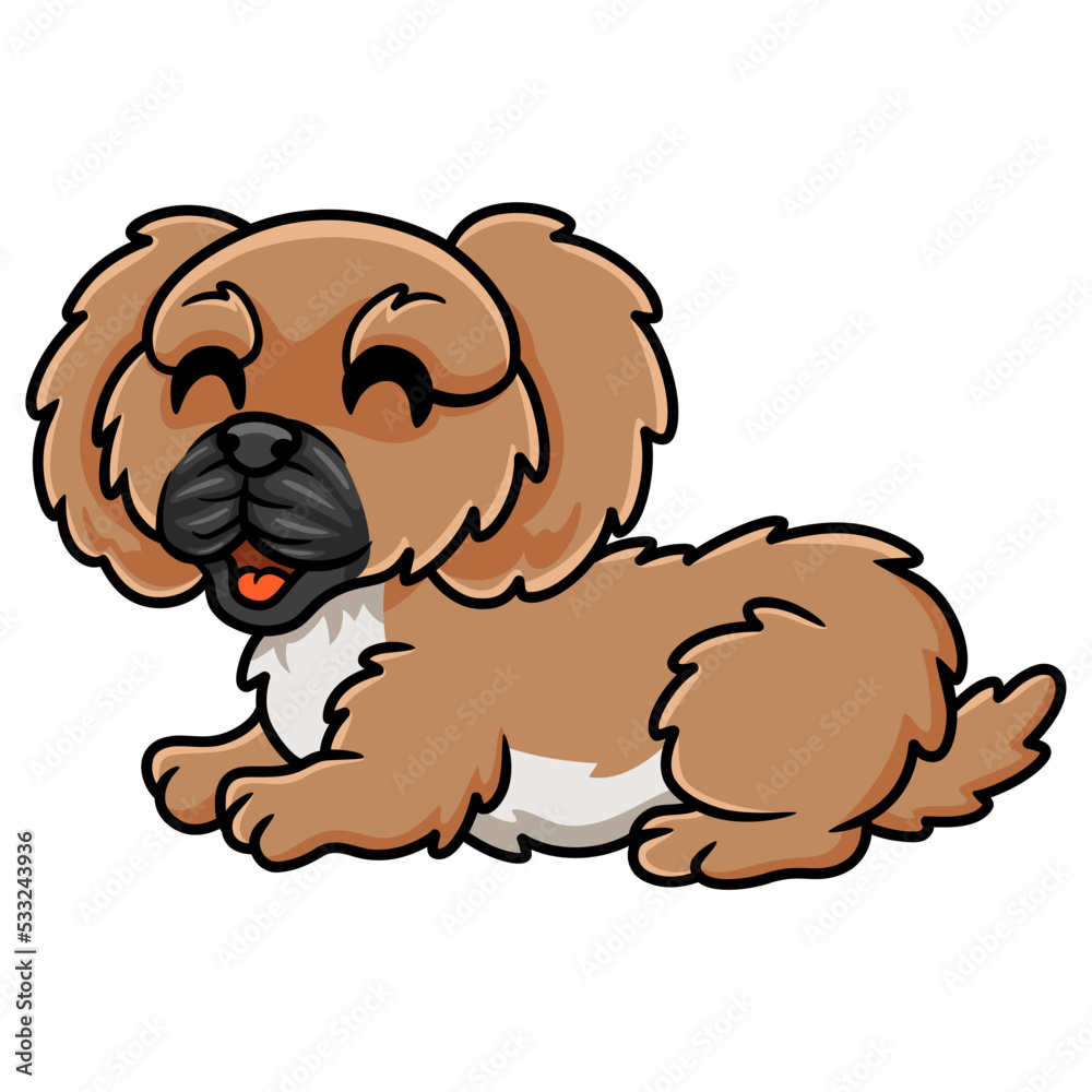 Cute little pekingese dog cartoon Cute little pekingese dog cartoon