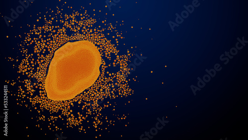 Microscopic View of Monkeypox Virus. Viral Disease concept with Copy-Space.