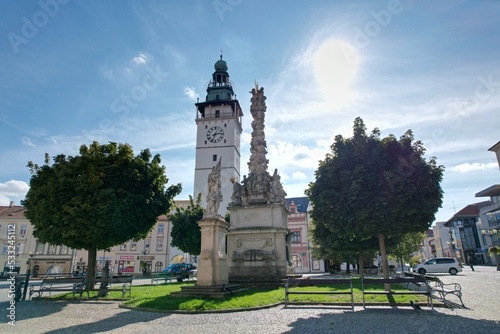 Vyskov is a town in the South Moravian Region of the Czech Republic,Europe,historic town centre is well preserved and is protected as urban monument zone,panorama cityscape view of castle and square photo