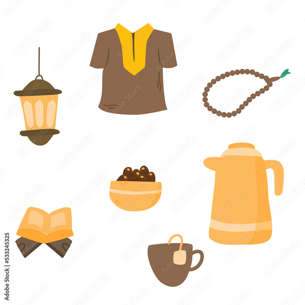 Ramadan kareem doodle set vector illustration Ramadan kareem doodle set vector illustration
