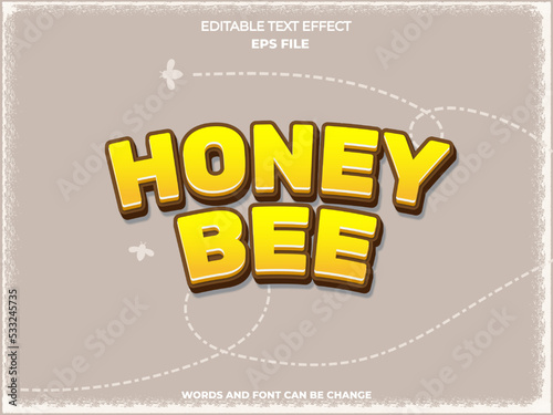 honey bee text effect, font editable, typography, 3d text. vector template