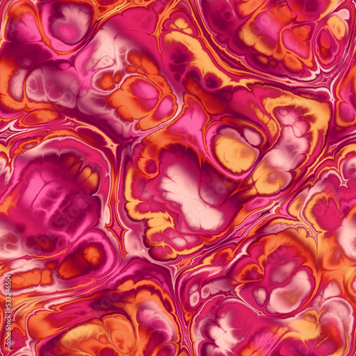 abstract orange pink maroon marbled seamless tile pattern