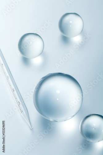 crystal ball with reflection. abstract futuristic look background for cosmetics.