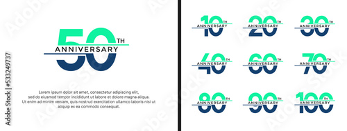 set of anniversary logo green color on white background for celebration moment
