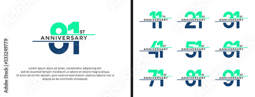 set of anniversary logo green color on white background for celebration moment