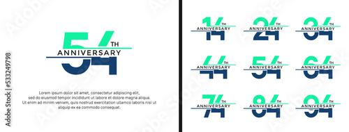 set of anniversary logo green color on white background for celebration moment