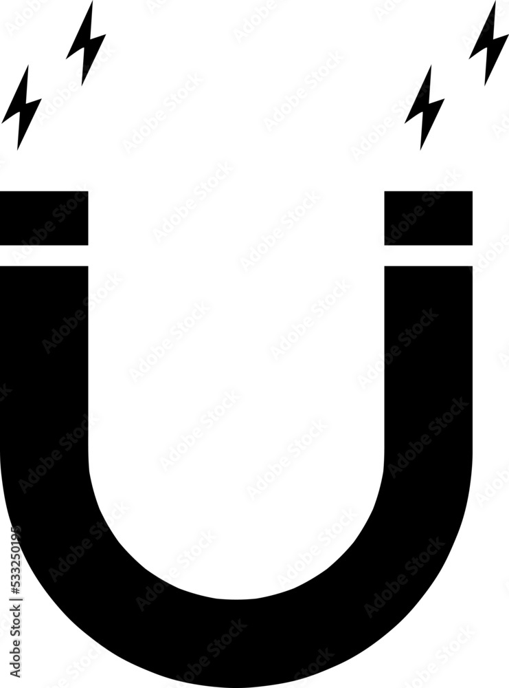 Magnet icon vector.Vector illustration.Black Magnet with lightning icon isolated on white background..eps Magnet icon vector.Vector illustration.Black Magnet with lightning icon isolated on white background..eps