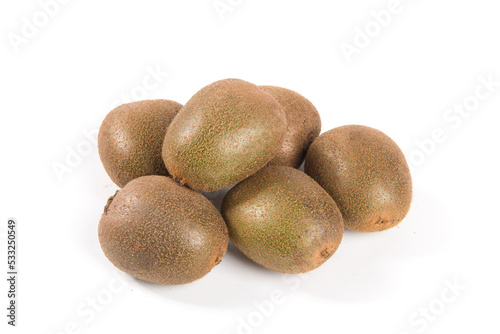  ripe kiwi fruits isolated on white background