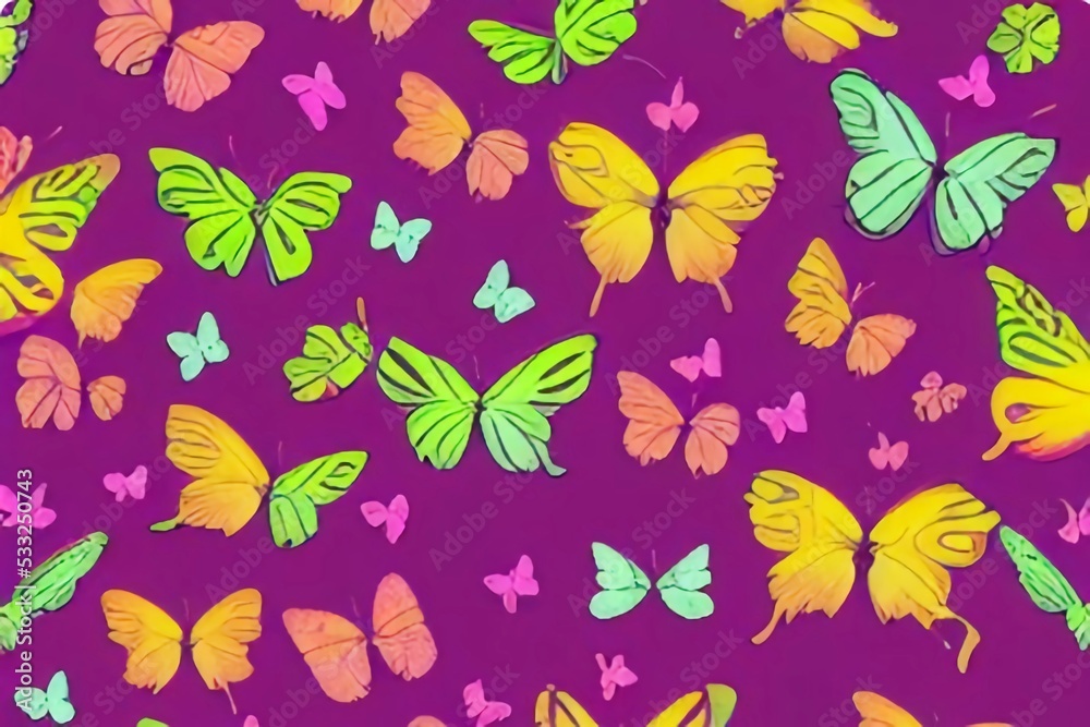 Group of Colorful Butterflies Background