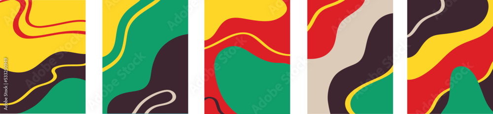 Naklejka premium Vector illustration of set of colorful creative collages with chaotic pattern as abstract background