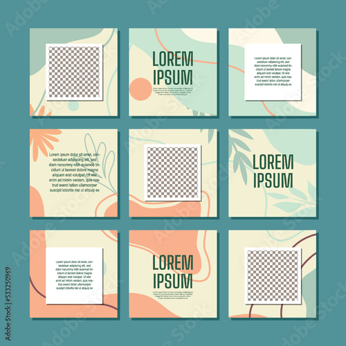 Creative instagram puzzle feed with 9 templates