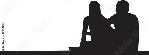 isolated silhouette vector of a girl and a man sitting