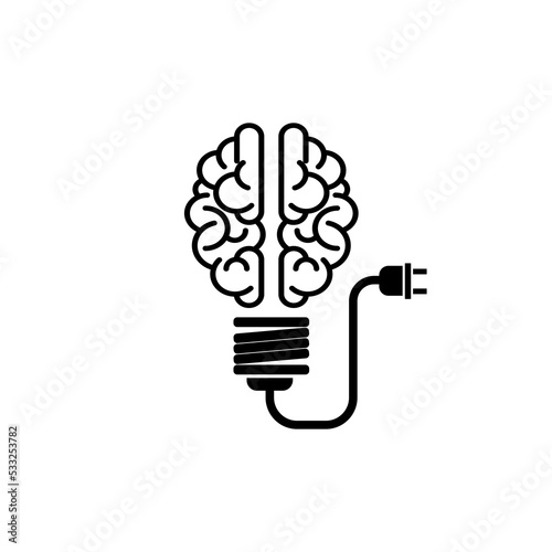 Brain light bulb icon on white background vector illustration