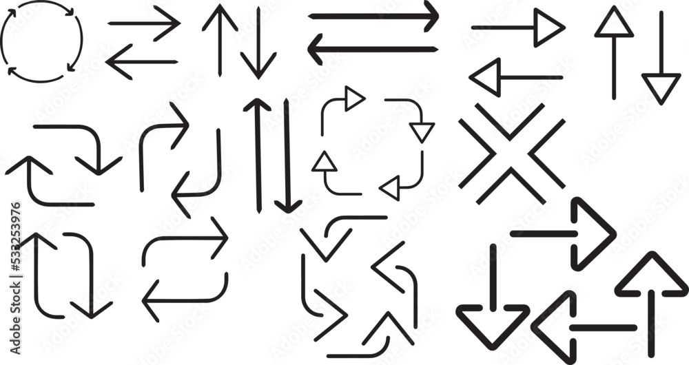 Arrows set. Line vector arrows Arrows set. Line vector arrows
