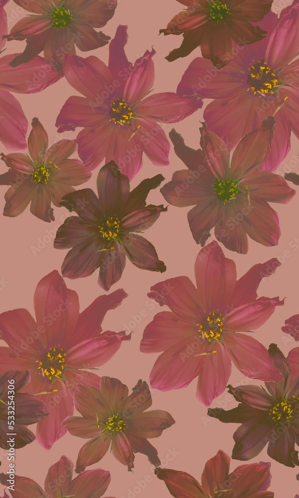 Fototapeta premium Coral seamless floral background pattern for textile printing 