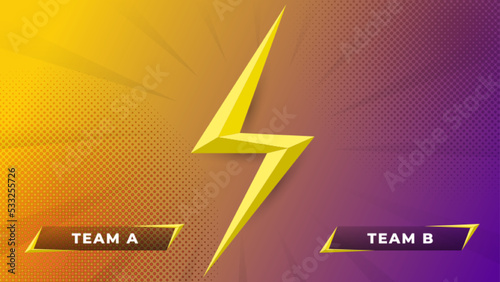 Modern versus vs background with 3d yellow lightning and comic style