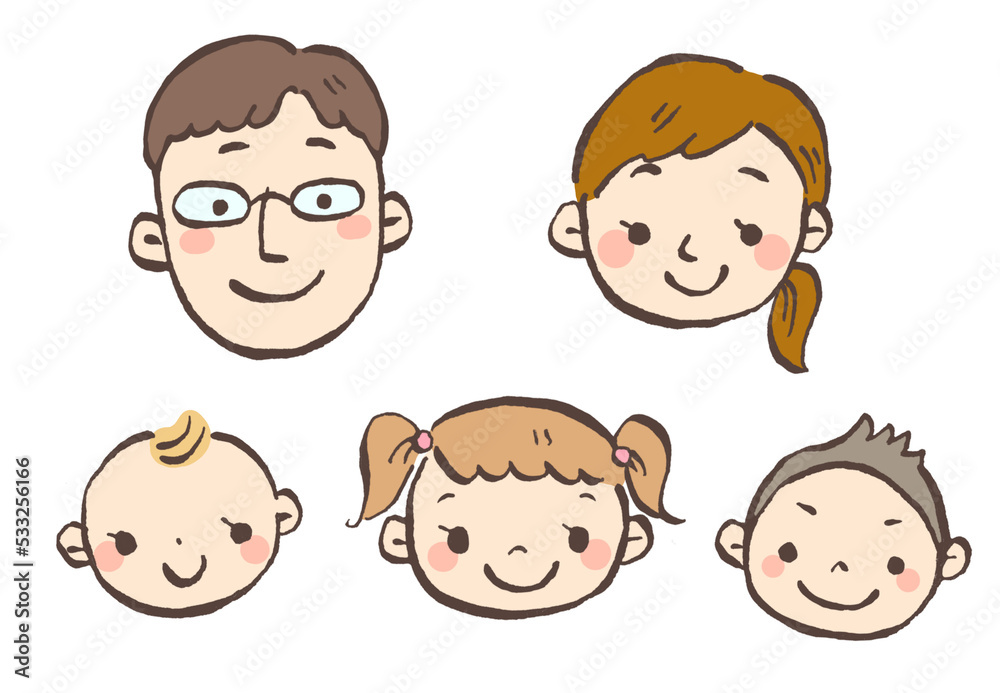 幸せな家族の手描きイラスト 幸せな家族の手描きイラスト