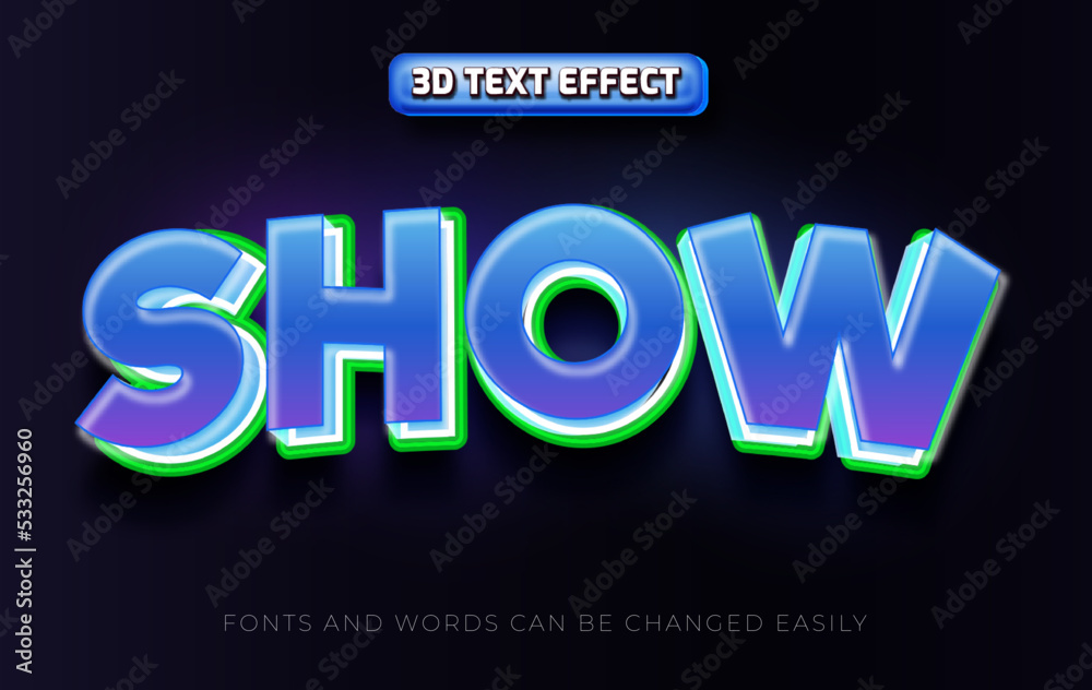 Show 3d text effect style