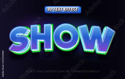 Show 3d text effect style