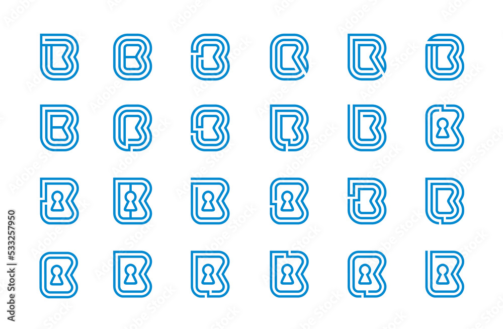 B letter line logo icon design set [vector]