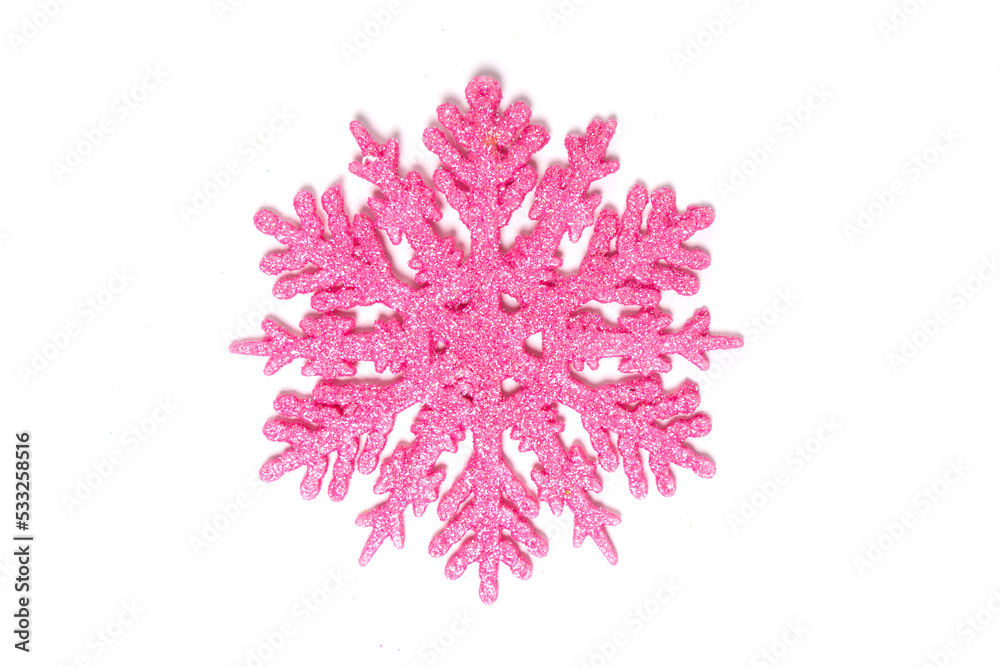 Fototapeta premium Colorful artificial snowflake isolated on white background.
