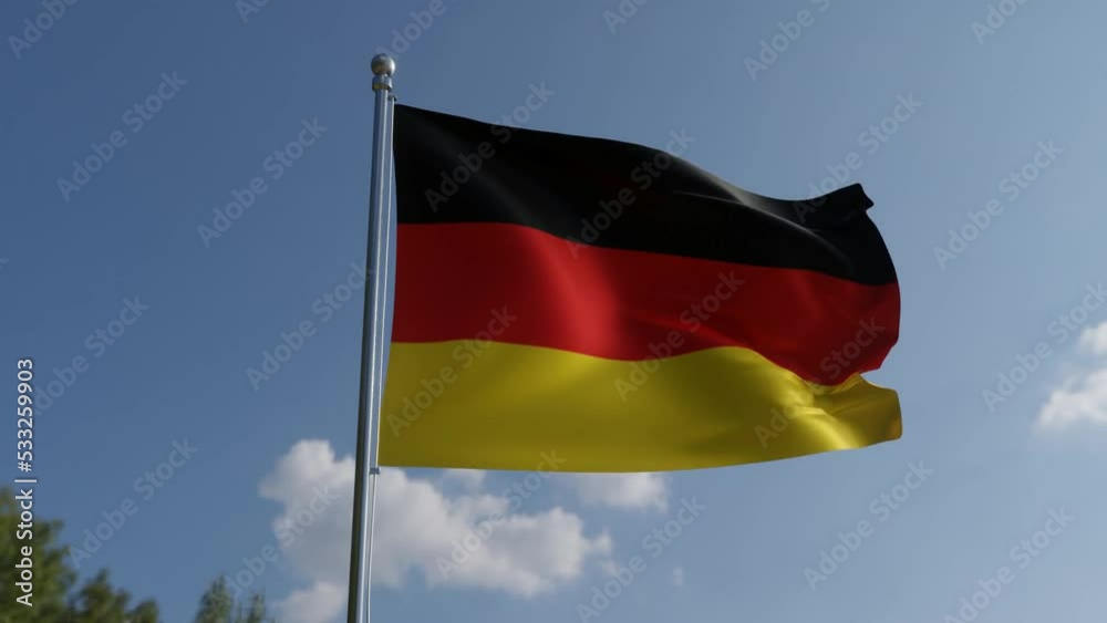 flag of germany flying on your screen, flag of germany, flag of germany green background