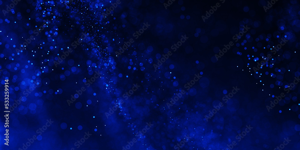 Obraz premium Abstract particle background. Blue dots background. Dust particles. abstract background with blue particles on black. Glowing magical lights, sparkling glittering effect.