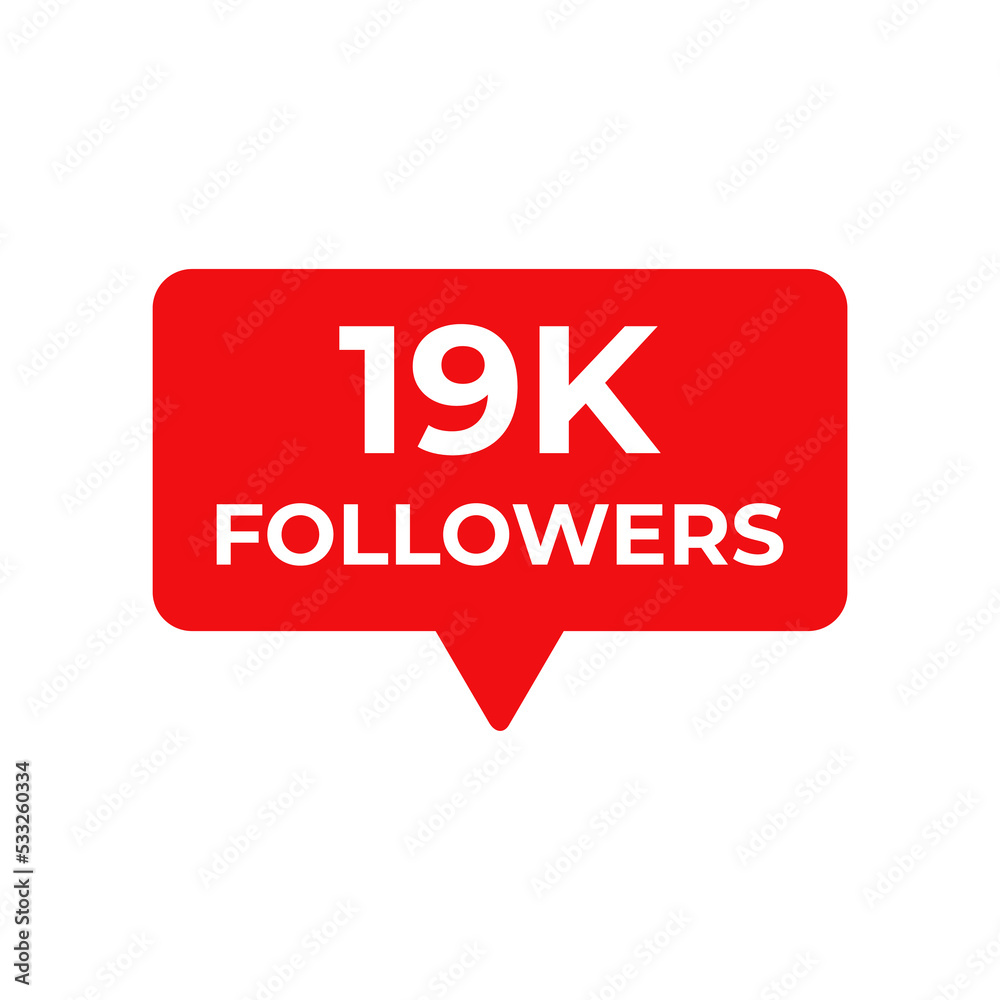 19k followers red vector, icon, stamp,logoillustration 19k followers red vector, icon, stamp,logoillustration