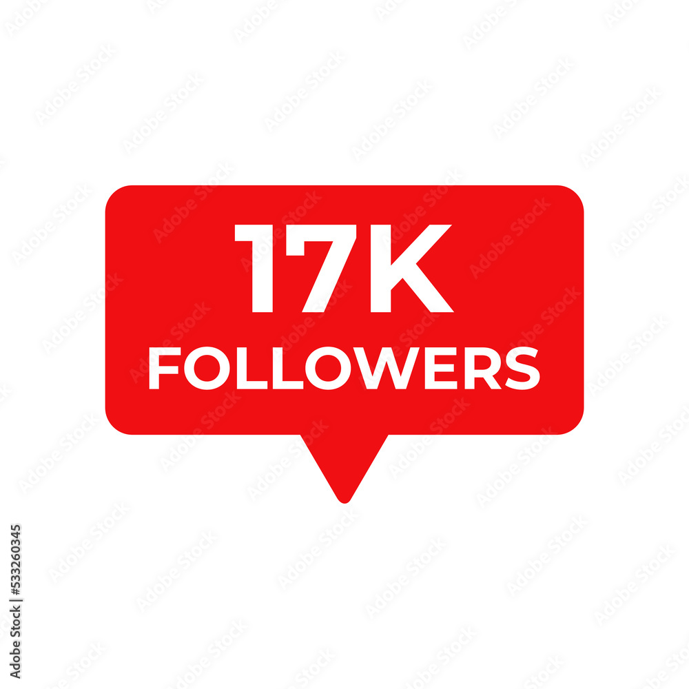 17k followers red vector, icon, stamp,logoillustration 17k followers red vector, icon, stamp,logoillustration